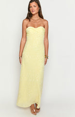 Ashley Yellow Sequin Strapless Maxi Dress