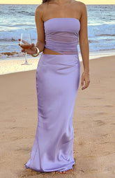 Elinor Lilac Satin Maxi Dress