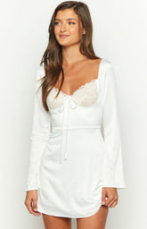 Layla White Long Sleeve Mini Dress