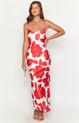 Renesmee Red Anemone Floral Print Maxi Dress
