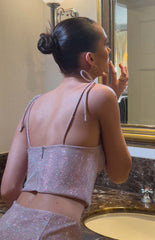 Rosa Pink Tie Shoulder Corset Top