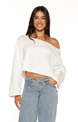 Phoenix White Off Shoulder Long Sleeve Top