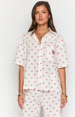 Alexea Cherry Print Pajama Shirt