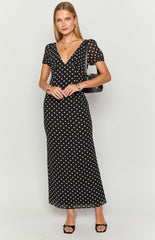 Lovella Black Polka Dot Maxi Dress