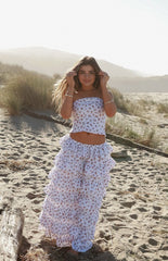 Paisley White Floral Strapless Top