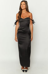 Sheridan Black Satin Maxi Dress